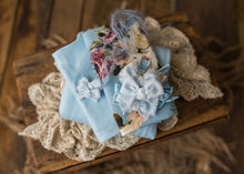 limited-edition "pale sky" velvet bow OR DreamSoft wrap OR backdrop ($22/23/15/38)