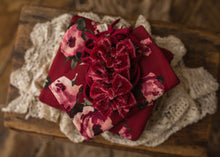 limited-edition "cranberry" velvet bow headband OR DreamSoft wrap OR backdrop ($22/16/42)