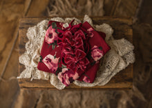 limited-edition "cranberry" velvet bow headband OR DreamSoft wrap OR backdrop ($22/16/42)